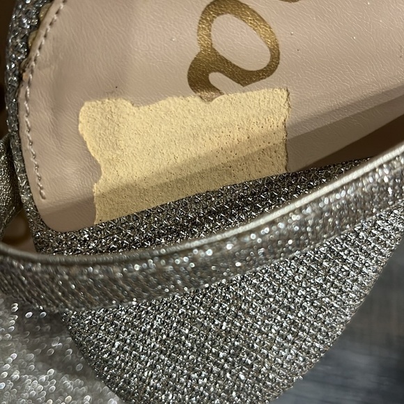 SAM EDELMAN SHOES 9.5 SILVER SPARKLE HEELS ANKLE STRAP ANTHROPOLOGIE BHLDN - Picture 12 of 12